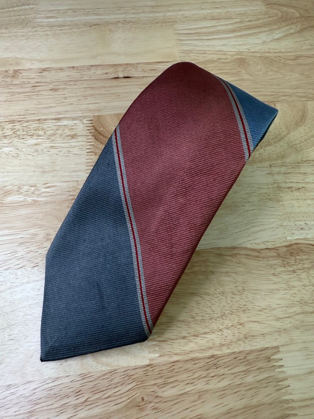Vintage Men's 100% Silk Neck Tie Color Block Blue Magenta Copper